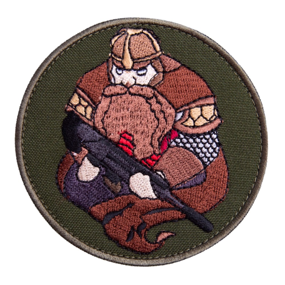 Embroidered Patch “Borodach” (Bearded Warrior) Round Tactical Patch 8 cm