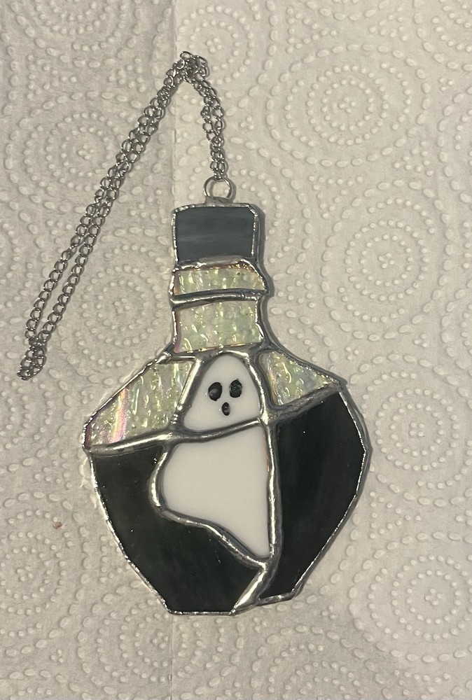 Stained Glass Ghost Potion Bottle