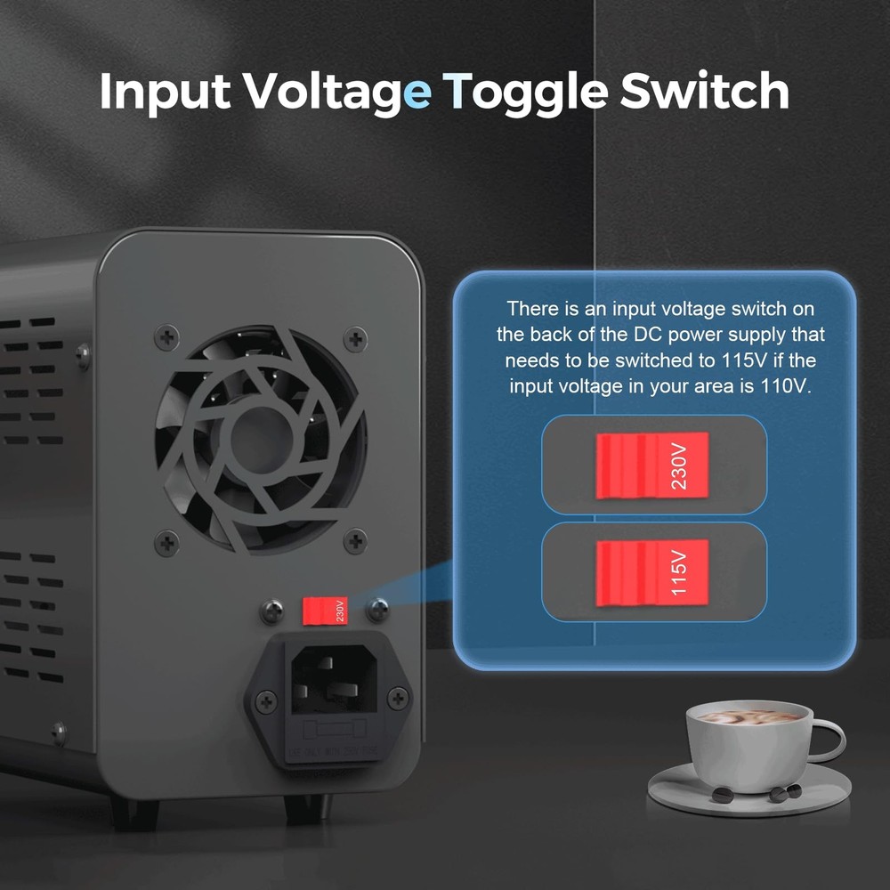 DC Power Supply Variable, 30V 10A Bench Power Supply with Encoder Coarse & Fi...