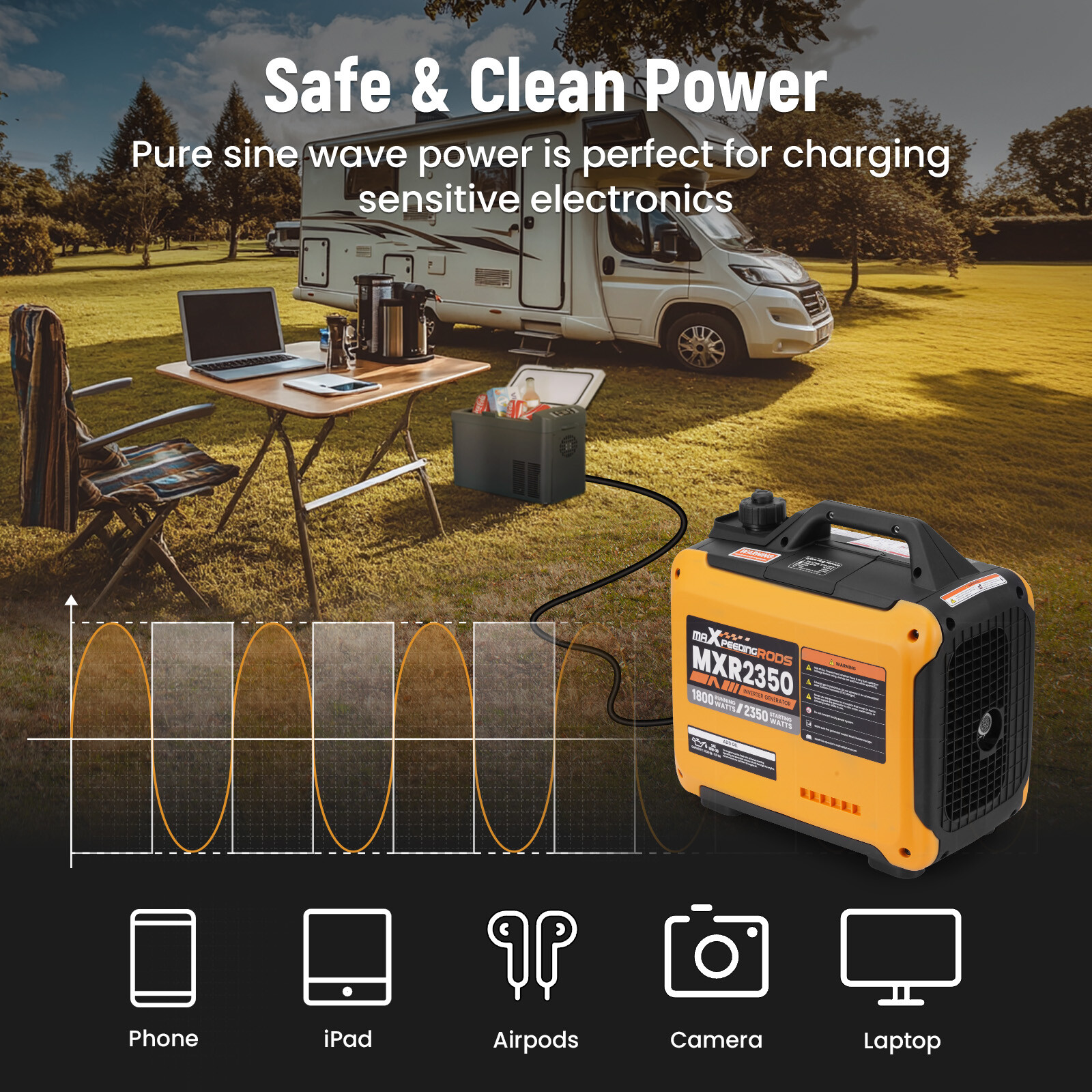 Portable Inverter Generator Quiet Gasoline/LPG Powered 2.3KW 3.5KW 4KW 5.5KW