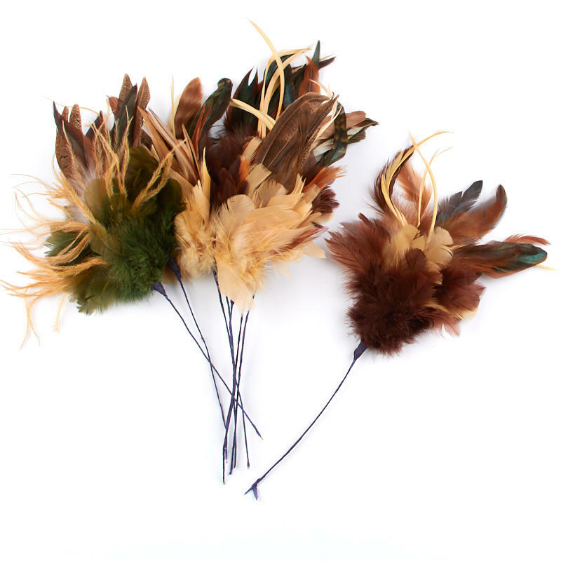 Multicolor Eartone Feather Accenting Stems | 8 Stems