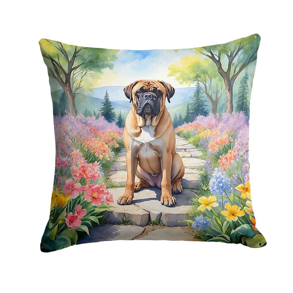 Bullmastiff Spring Garden Path Throw Pillow
