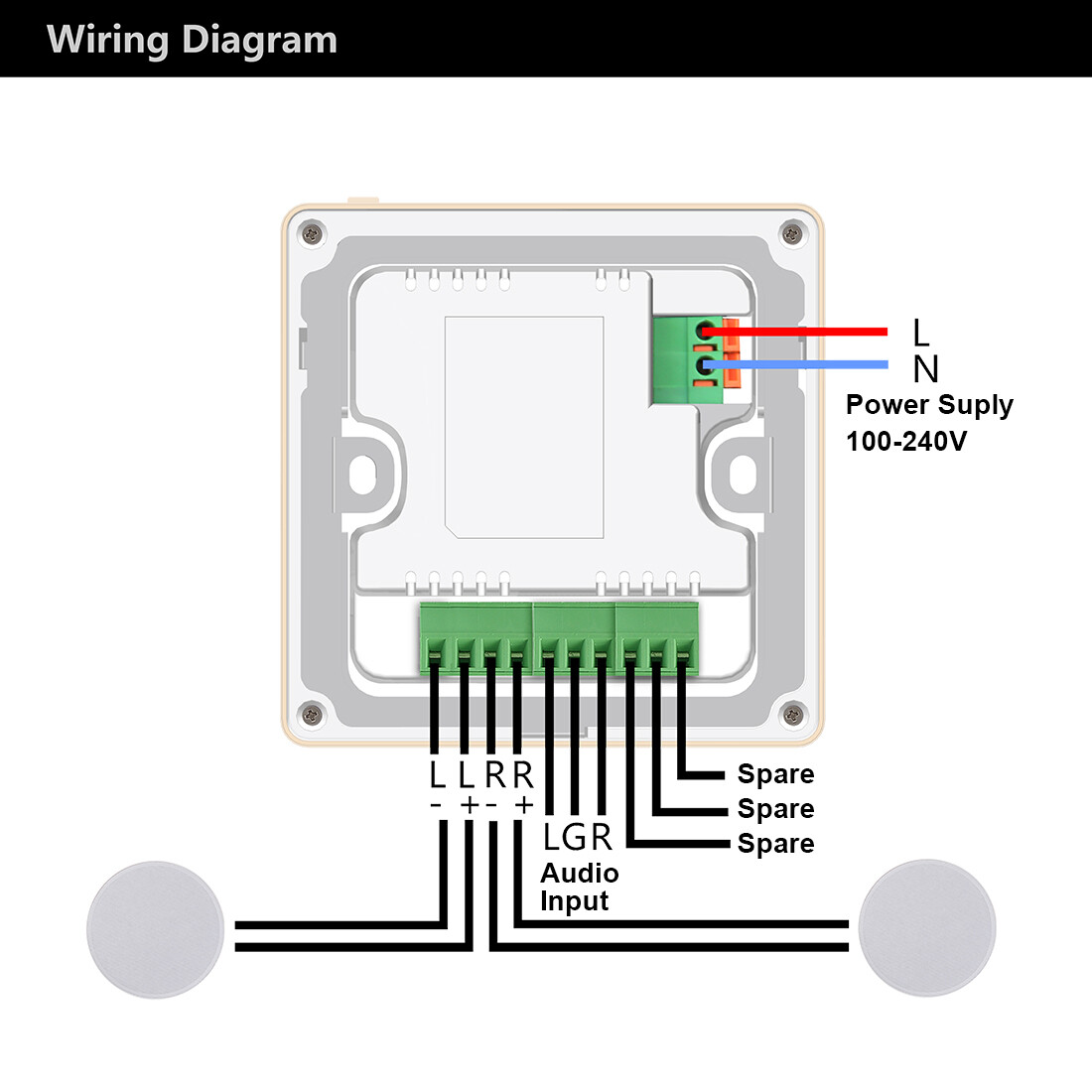 HELMER Integrated In Wall Stereo Audio Amplifier,Wall Mount Audio Receiver L50WT
