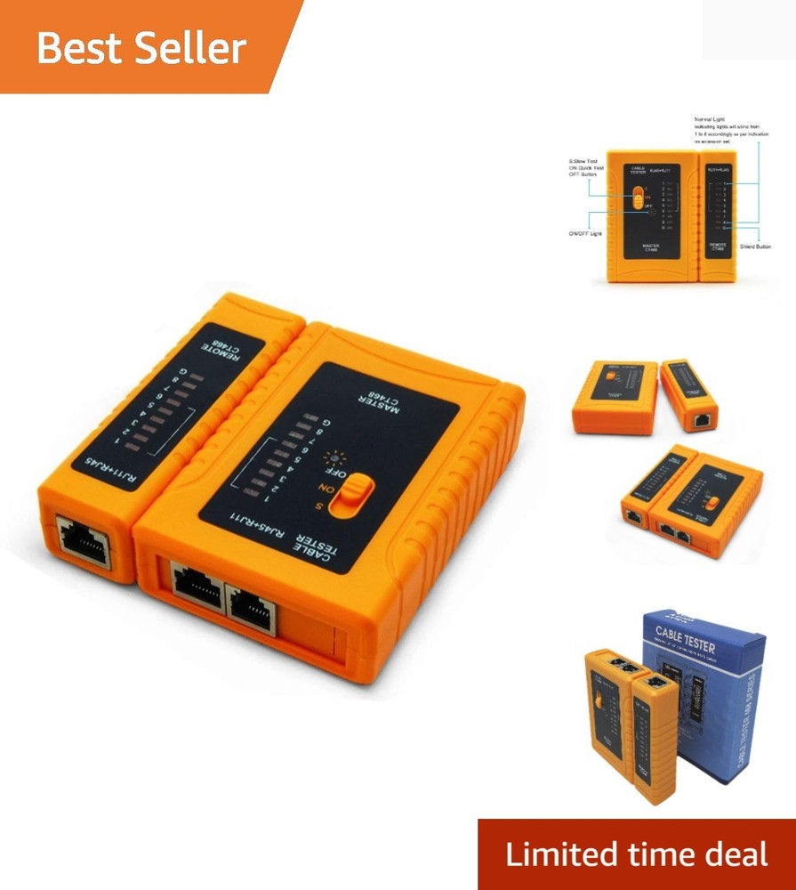 LED Display Network Cable Tester - Effortless Testing for RJ45 and RJ11 Cables