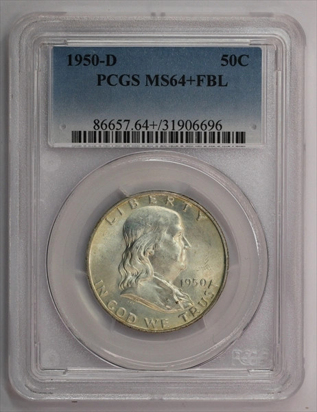 1950-D Franklin Half Dollar PCGS MS64+FBL
