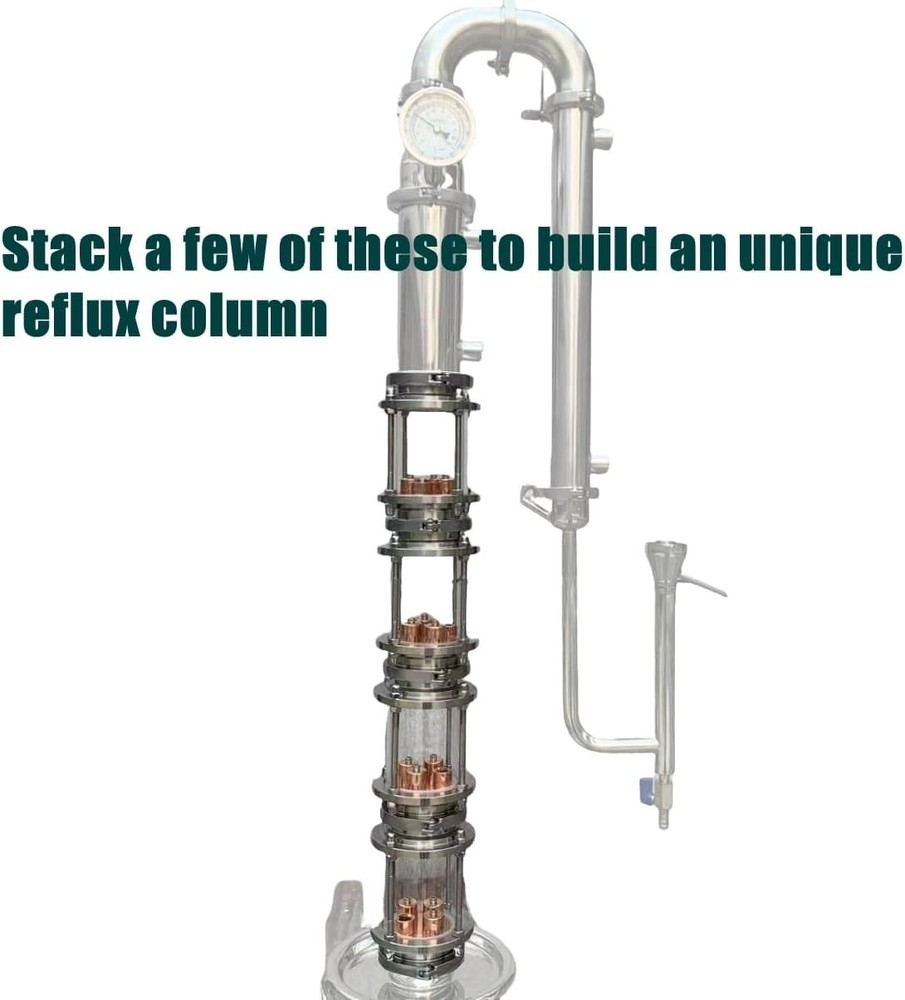 3 inch Glass Reflux Column Section with Copper Bubble Plate