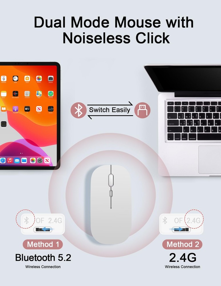 Wireless Keyboard and Combo, Rechargeable Bluetooth Keyboard & Wireless with ...