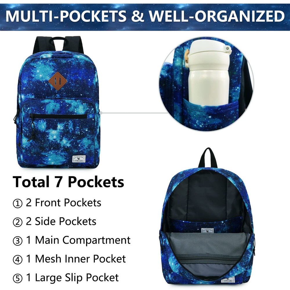School Backpack for Men Women Lightweight Classic Basic Black Bookbag