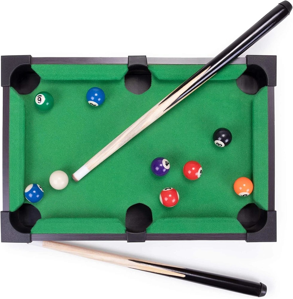 NOS Tabletop Pool Mini Pool Table & Billiard Set Small Billiards Game Real Balls