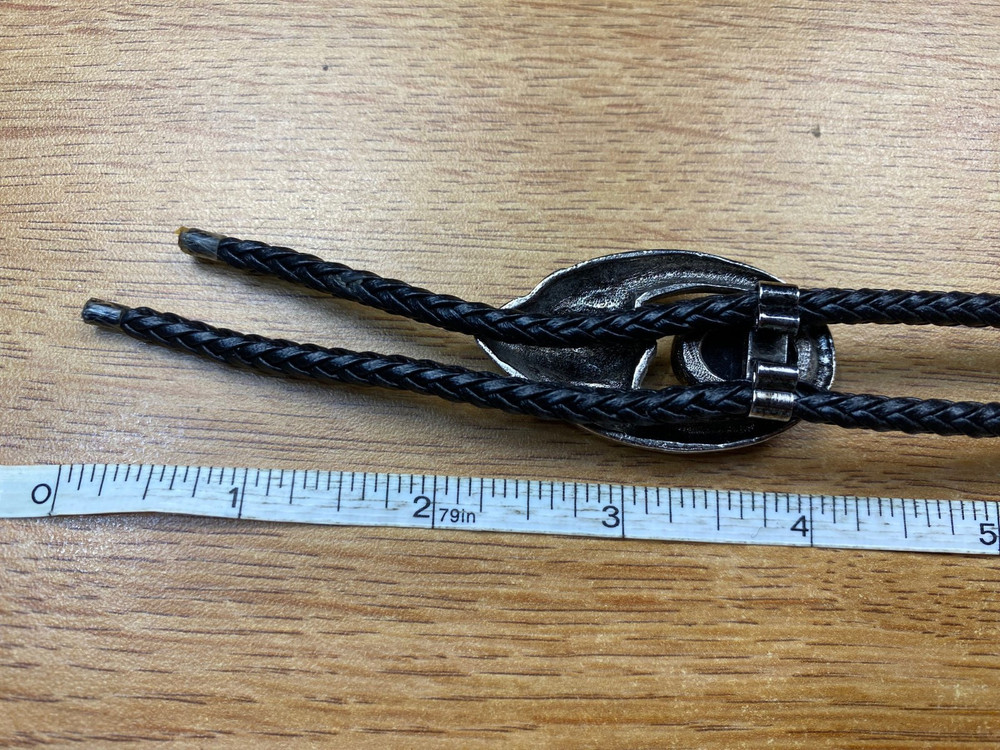 Silver Tone Bolo Tie with Black Stone