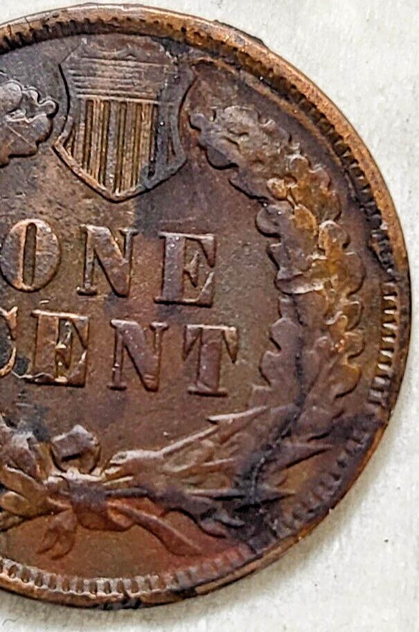 1906 Indian Head Cent With Large Die Crack On Reverse