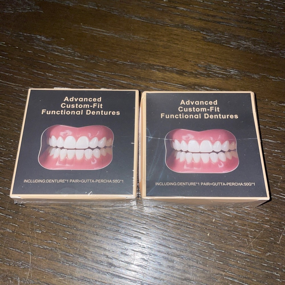 2 NEW Full Denture Set for Men & Women Upper & Lower Denture False Teeth Custom