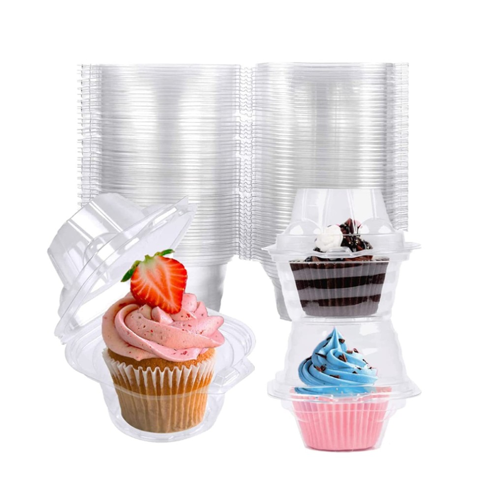 50 Pack Individual Cupcake Containers Plastic Cupcake Boxes Cupcake Holders