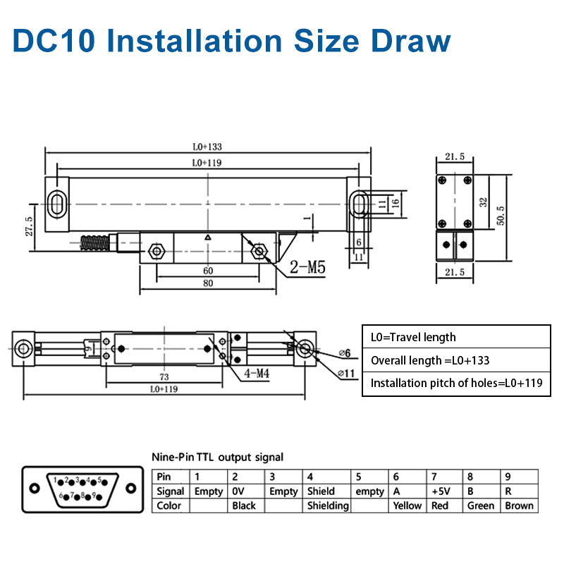 2Axis Metal DRO Digital Readout Display Linear Optical Scale Kit Customized Size