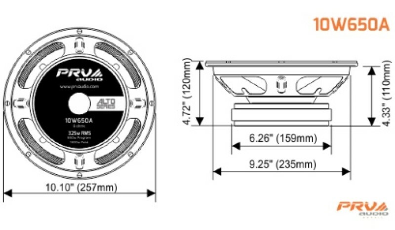 1x PRV Audio 10W650A Midbass ALTO 10" Speakers PRO Audio 8 Ohm 10A PRO 650W