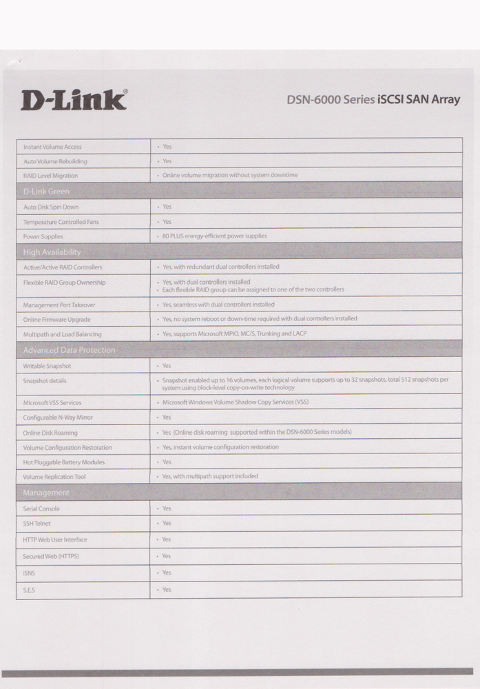 D-Link DSN 6110 HA-Capable 4x1 GbE or 2x10 GbE iSCS SAN Array