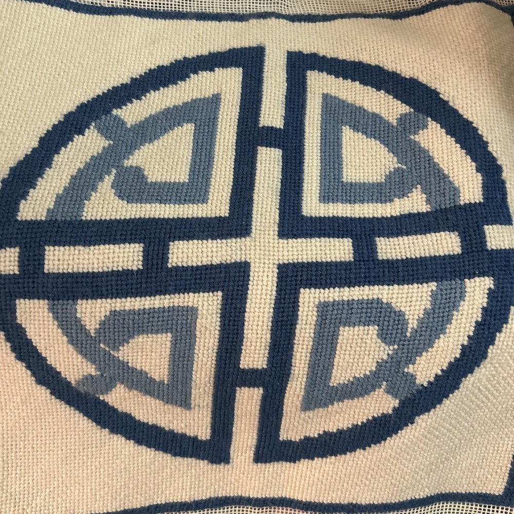 Four Blessing Symbol Needlepoint On Canvas Not Framed