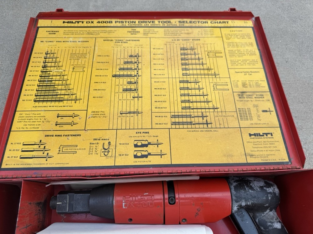 Hilti DX400B Powder Actuated Tool w/ Case & Extras