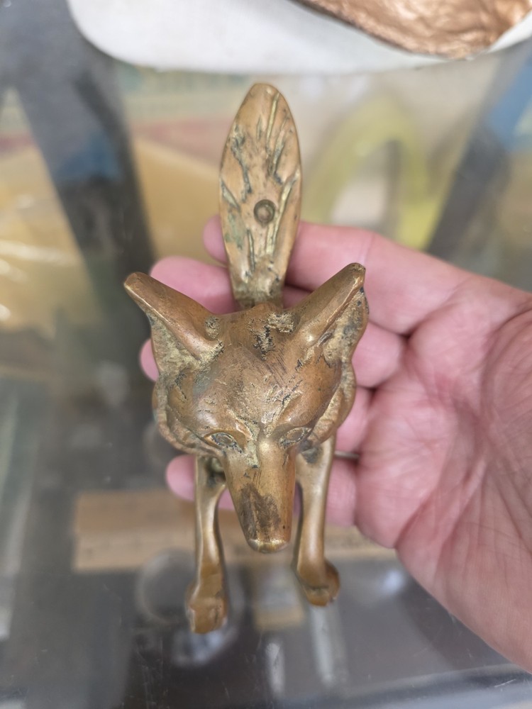 FOX Brass Door Knocker 6"