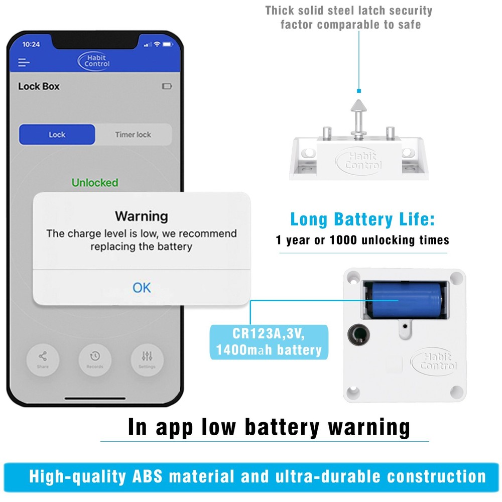 Habit Control Timer Lock Box with Smart Lock - 2-in-1 Timer and Classic Locker