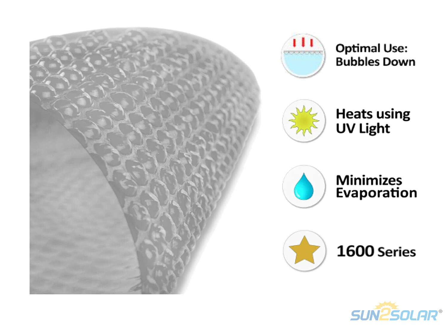 Sun2Solar 1600 Series Clear Oval Swimming Pool Solar Covers - (Choose Size)