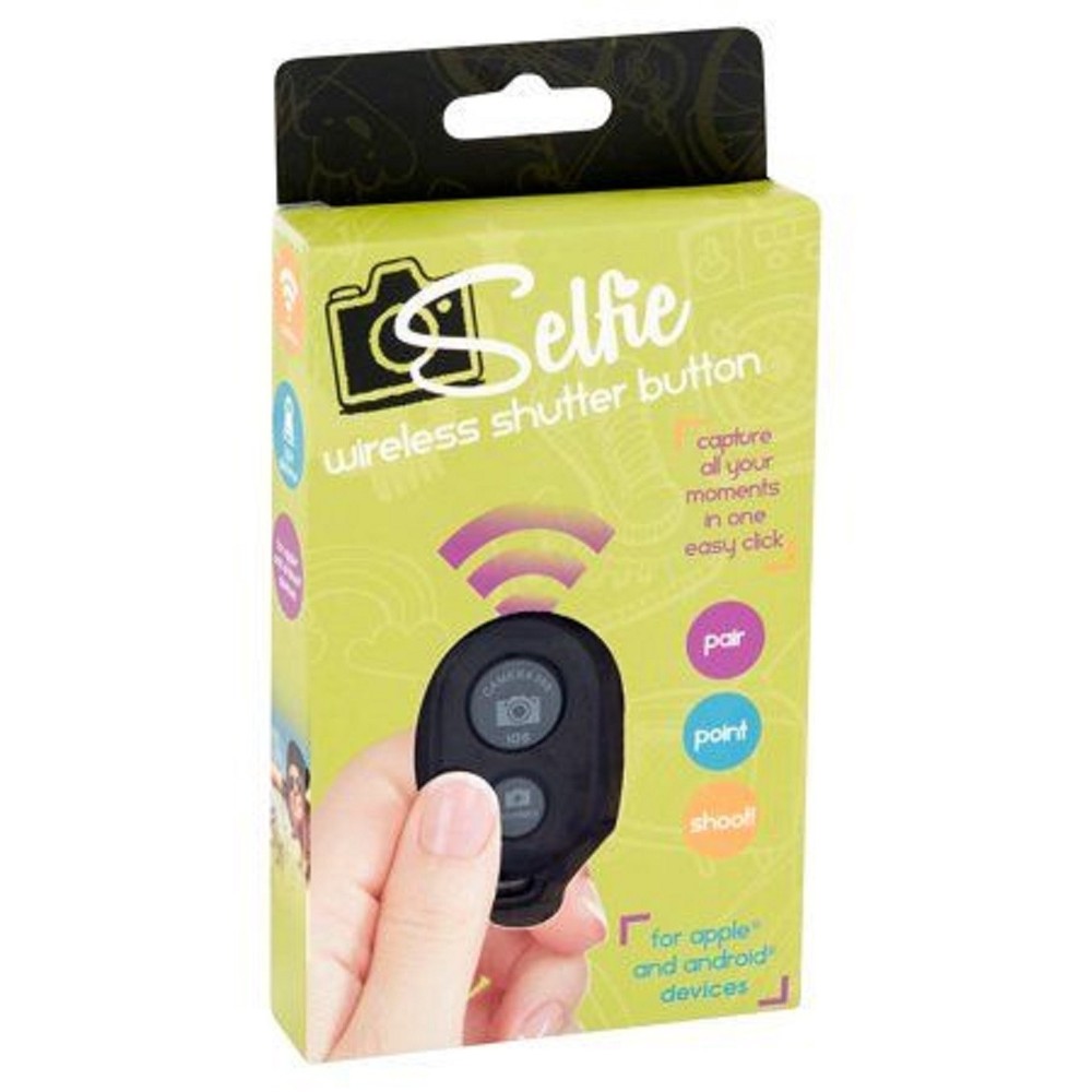 Selfie Wireless Shutter Button for Apple & Android Devices 30 Ft Distance Black