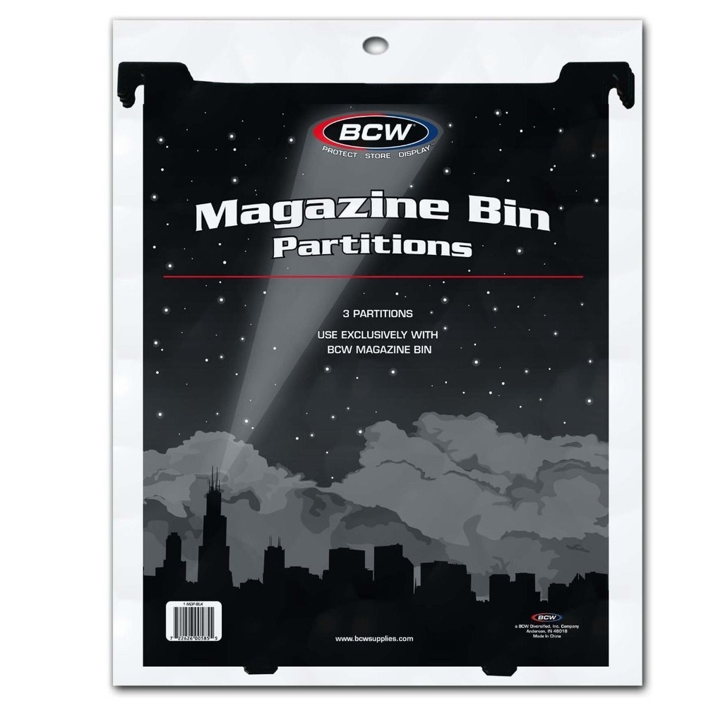 BCW Plastic Black Magazine / Document Storage Bin + 3 Xtra Partition Value Pack