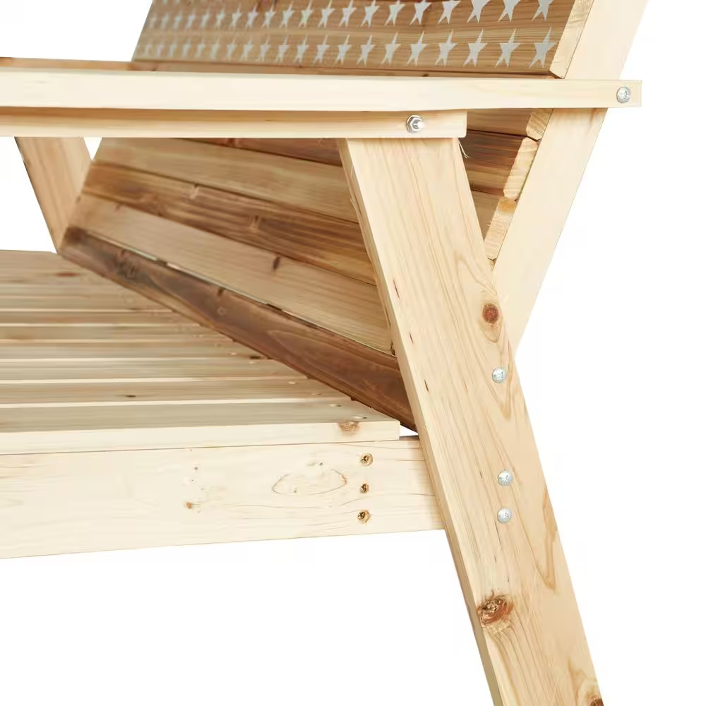 2-Piece Wood Patio Conversation Set with Engraved Bench and Coffee Table