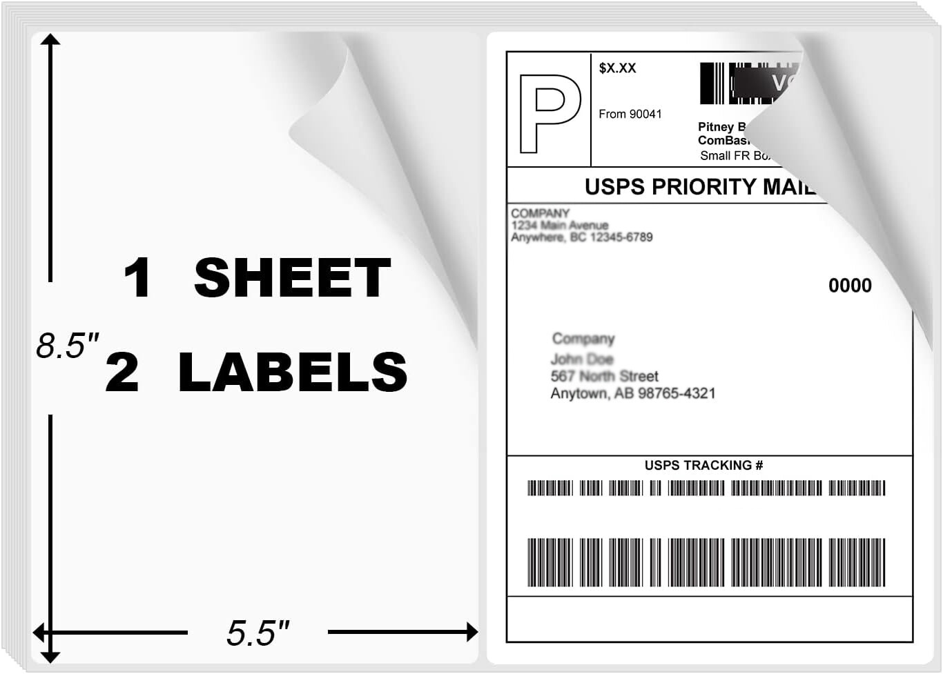 200-10000 Premium 8.5x5.5 Round Corner Shipping Labels Half Sheet Self Adhesive