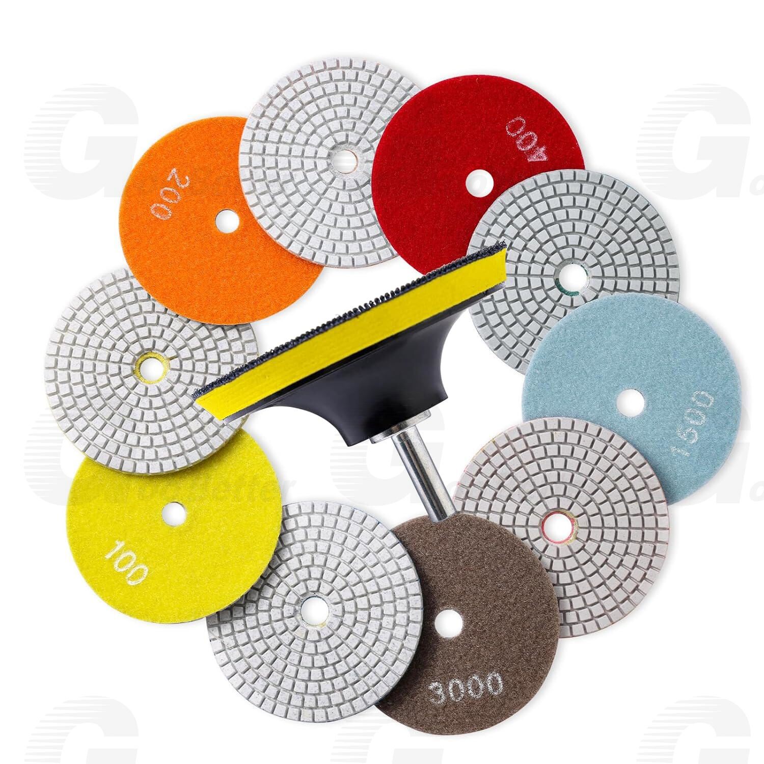 4 Inch 50-6000Grit Diamond Polishing Pads Kit Wet/Dry for Granite Stone Concrete