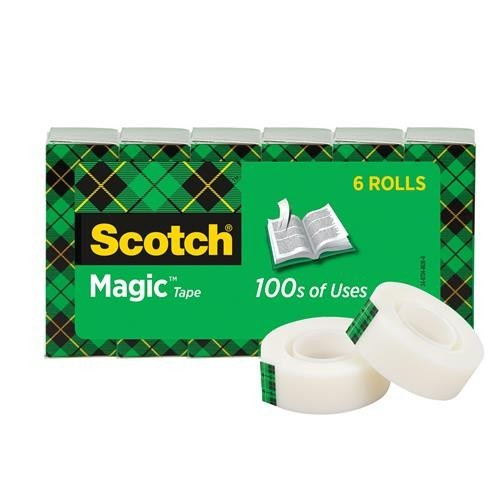 Lot of 6 Scotch Magic Tape Refills 3/4" x 1296 1" Core Clear Invisible MMM81034