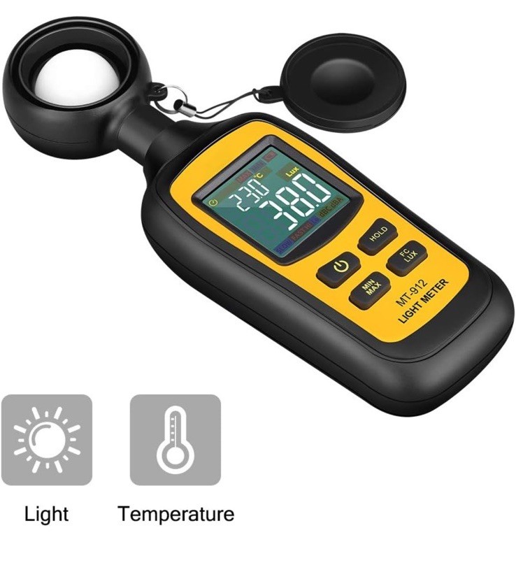 Light Meter Digital Illuminance Meter Handheld Ambient Temperature Measurer, ...