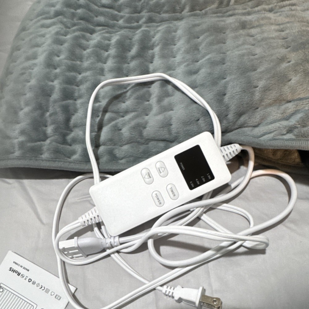 Gray Electric Heating Pad with Digital Controller, Temperature Settings, Auto S…