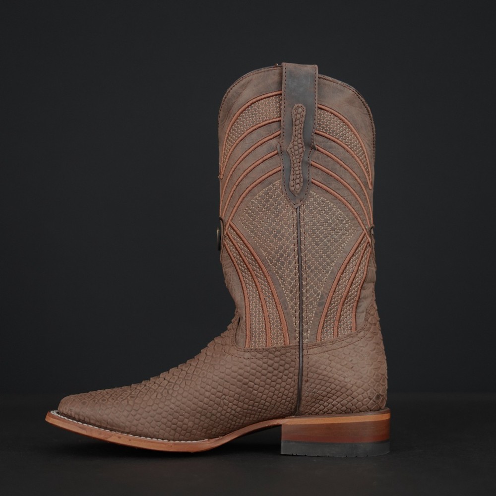 Men's Rodeo Python Print Western Boots by Rancho Botas with Square Toe