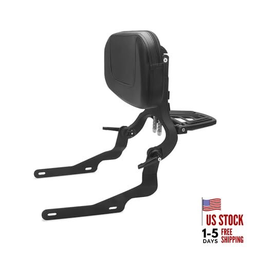 Motorcycle Backrest Sissy Bar For Driver & Passenger Adjustable Backrest Black