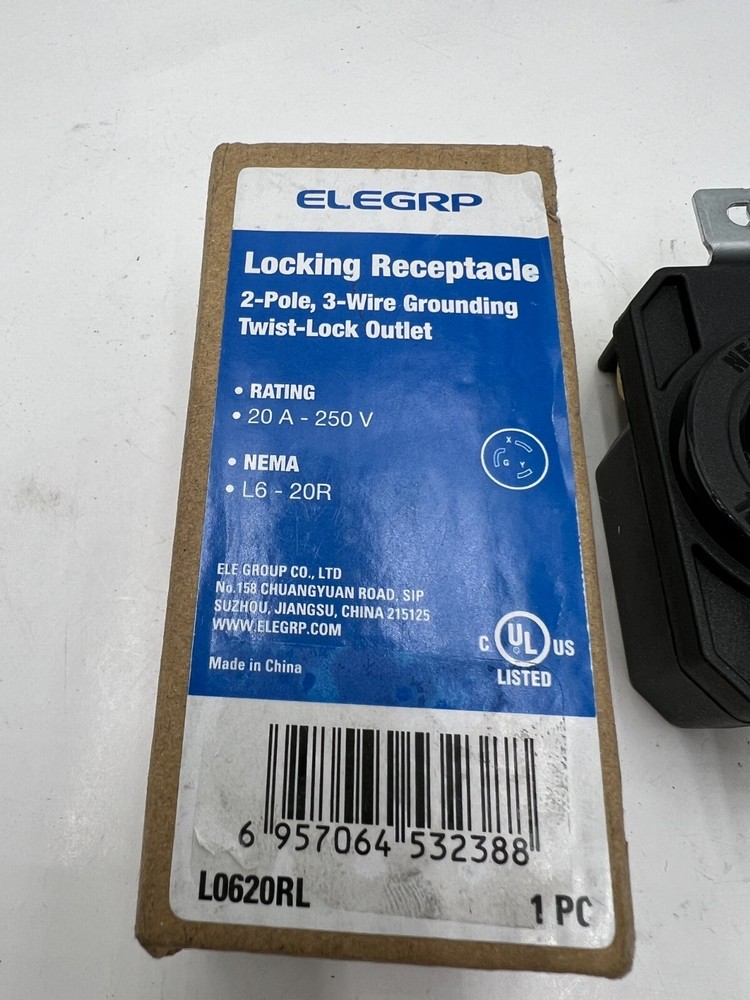 (QTY 6) Elegrp Locking Outlet, 2-Pole, 3-Wire Grounding 0620RL