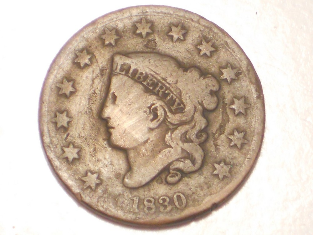 1830 Large Cent (Lamination Marks & Attractive)