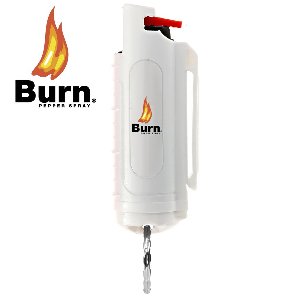 3 Pack BURN Pepper Spray 1/2oz Keychain Self Defense Security Molded White