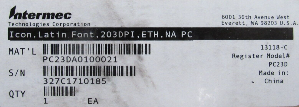 NEW INTERMEC PC23D THERMAL LABEL PRINTER PC23DA0100021