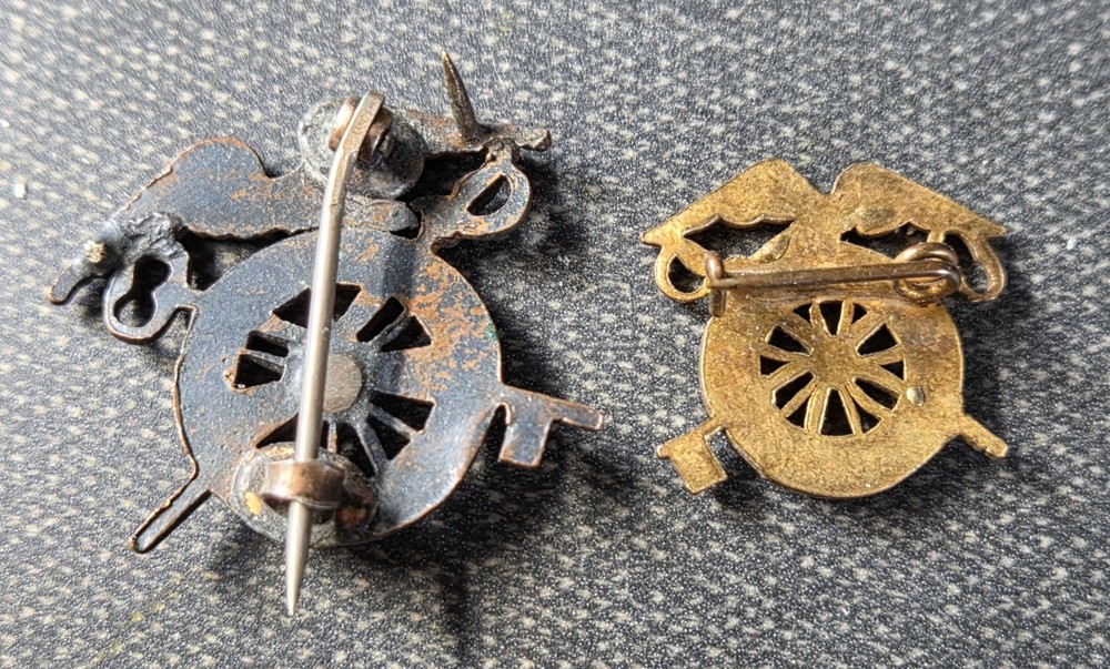 WWI US Army Quartermaster Pins Key Sabre Eagle Reversed