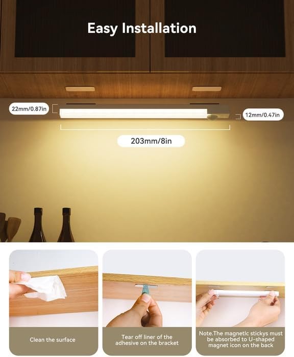 Smart Magnetic Under Cabinet Lighting with Rechargeable Motion Sensor – 3 Pack