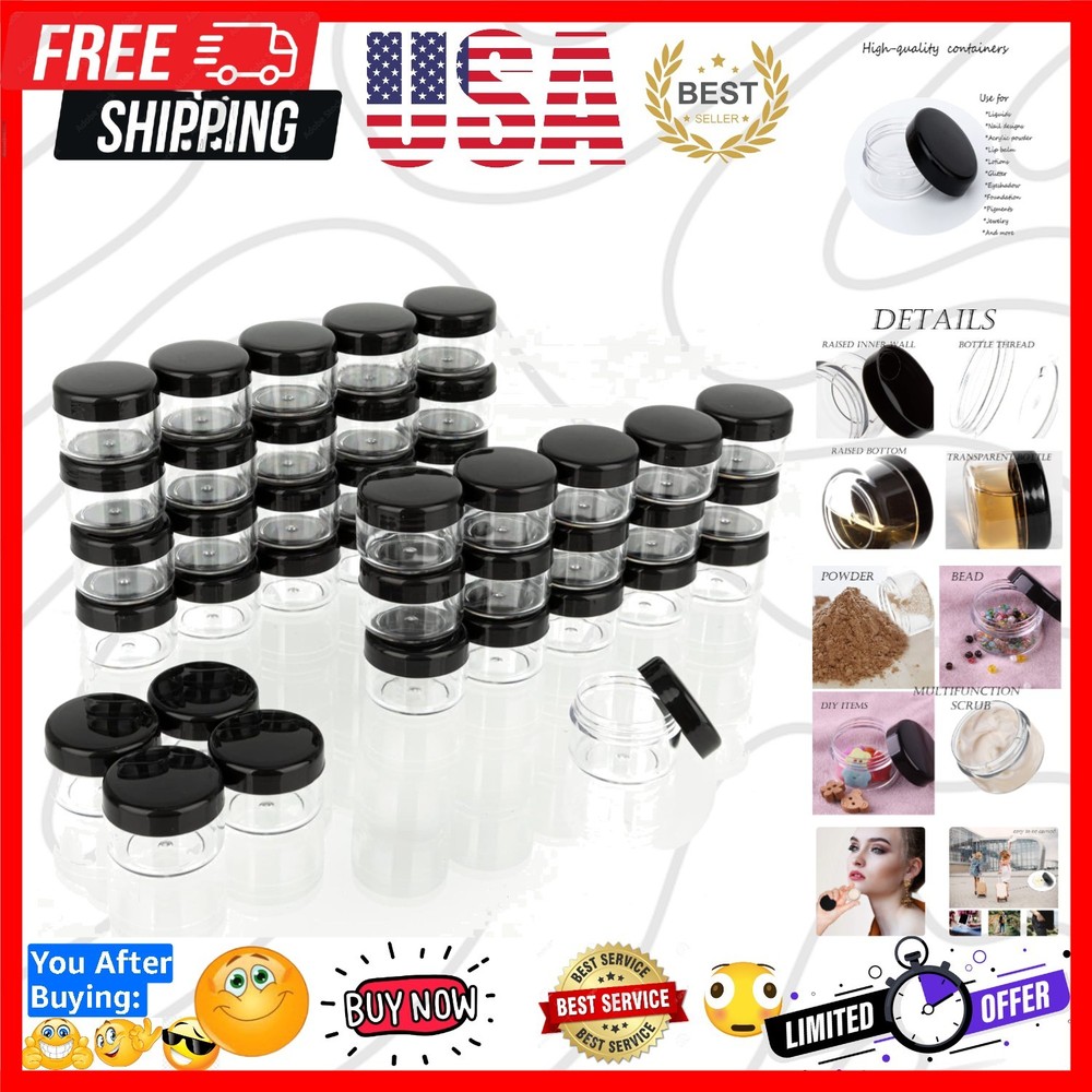 Polypropylene 5 Gram Cosmetic Containers 50pcs Sample Jars Tiny Makeup Sample...