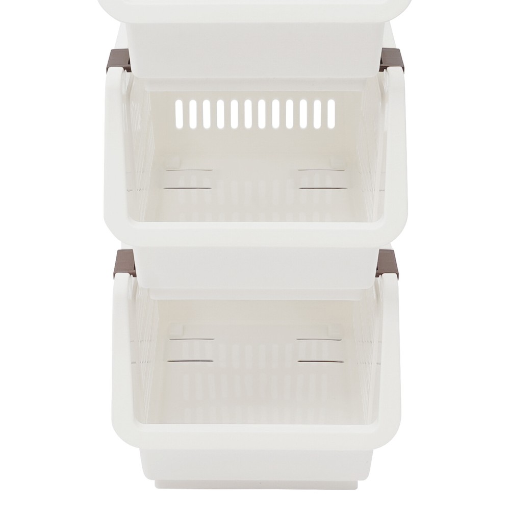 4 Pack Stacking Storage Baskets, Multifunctional PP Organizer Bins Space-Saving