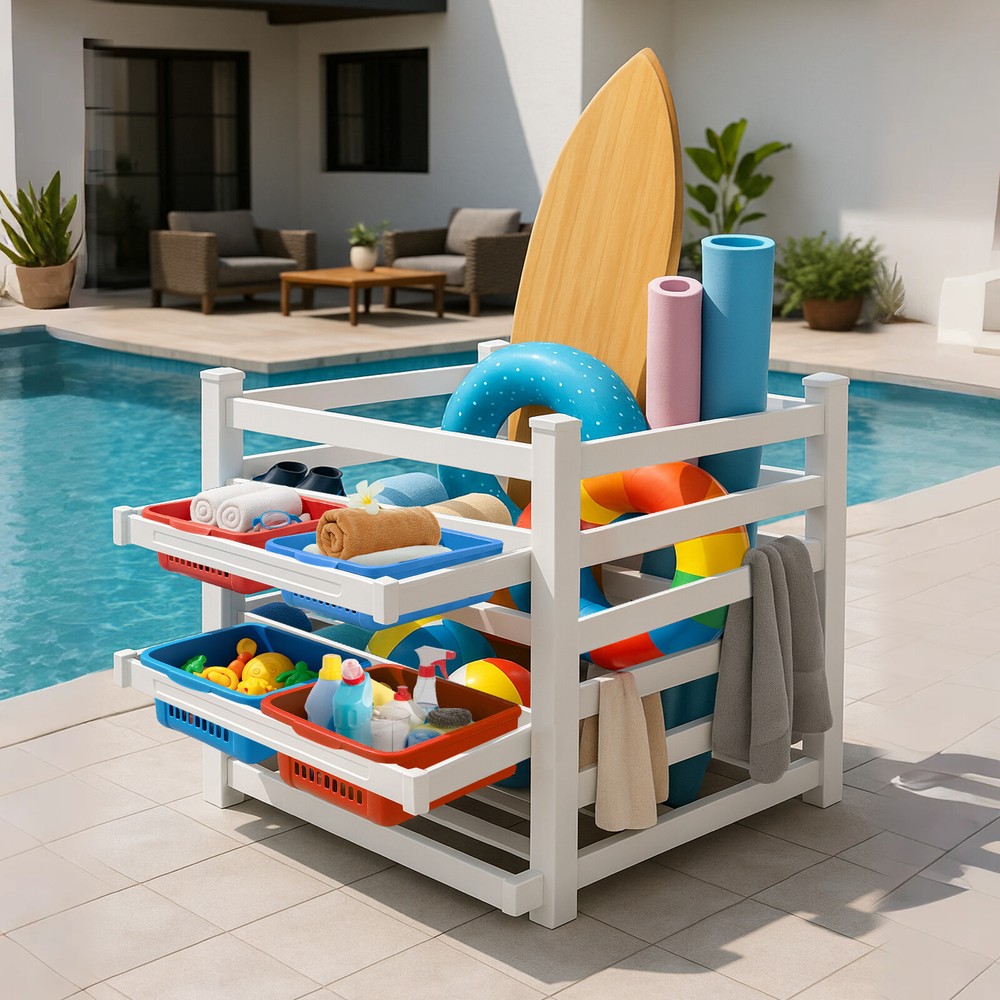 SLSY Pool Storage Bin 60"x43"x39" 320 Gallons Pool Float Holder For Pool Storage