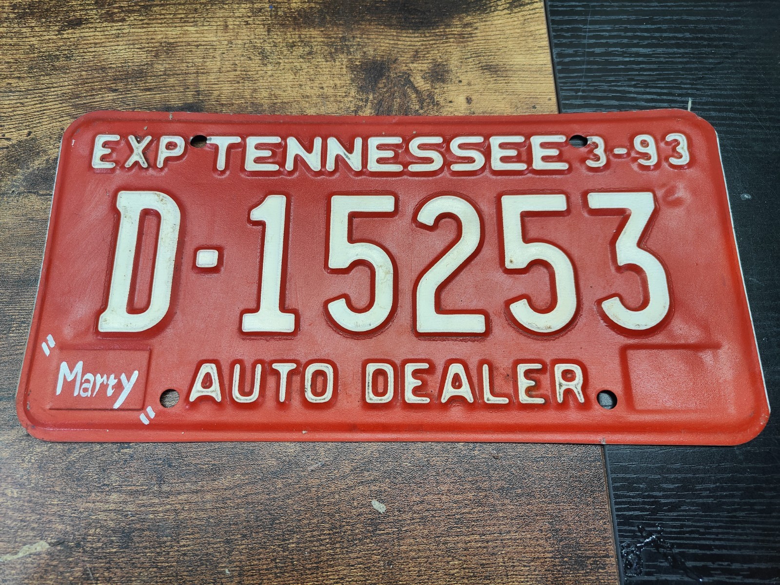 🟥Tennessee TN Tenn License Plate Tag 🟥 Dealer Used Car Lot 1993 D 15253 🚘