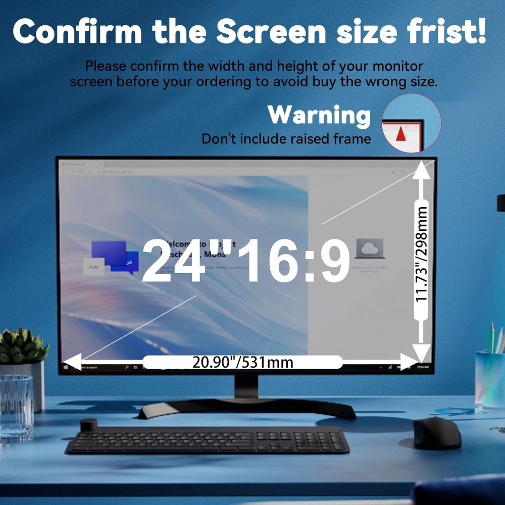 [2-Pack] 24 Inch Computer Privacy Screen Filter (16:9 Aspect Ratio) - Removab...