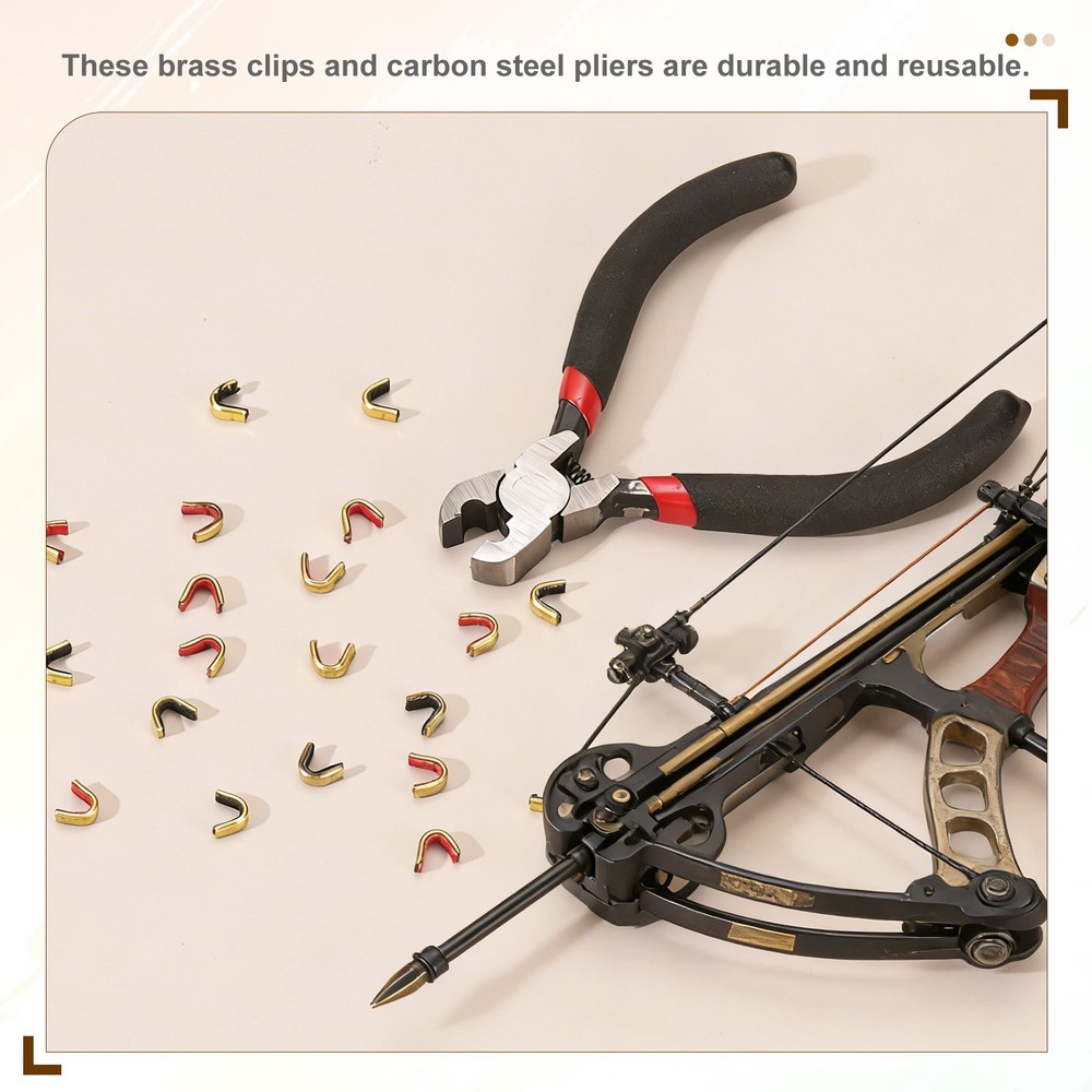 Bow String Nocking Points Set, 10 Pcs Black Brass Nocking Points and 1 Pliers