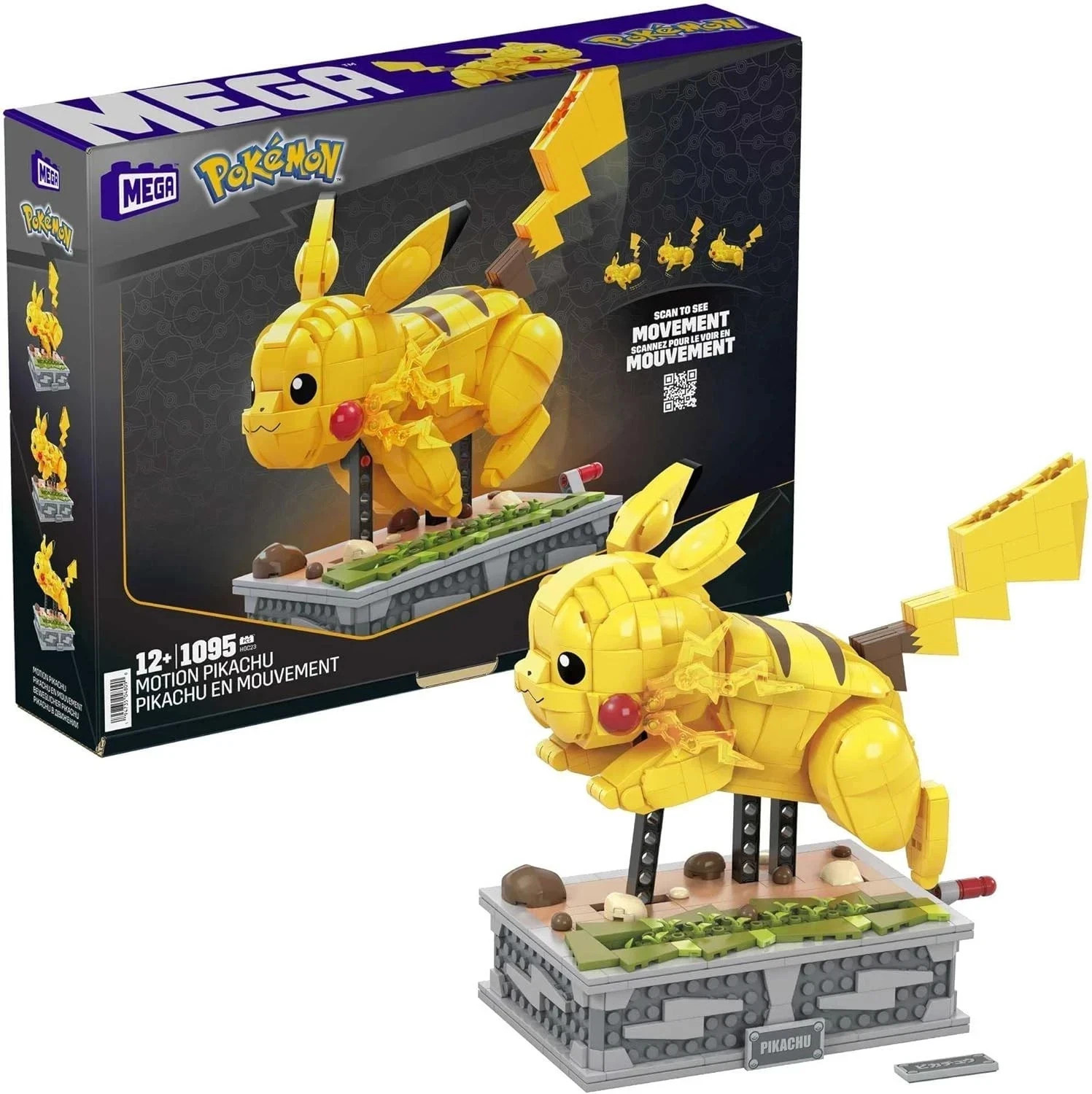 Mega Pokémon Building Toys Set Motion Pikachu with 1092 Pieces Running Movement
