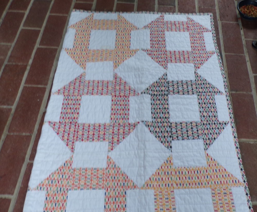 Handmade Small Multicolor Geometric Quilt