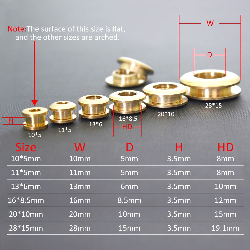 Brass Eyelets Screw Grommets Washer Solid Repair Tools Leather Craft Hardware